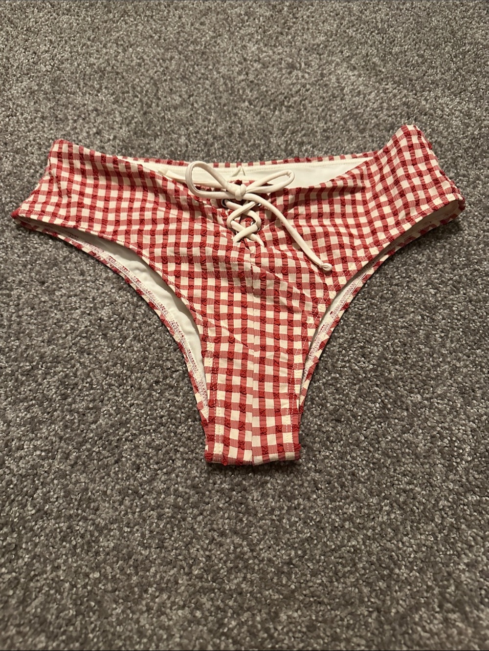 seamolly swimsuit bottoms size m gingham red and cream